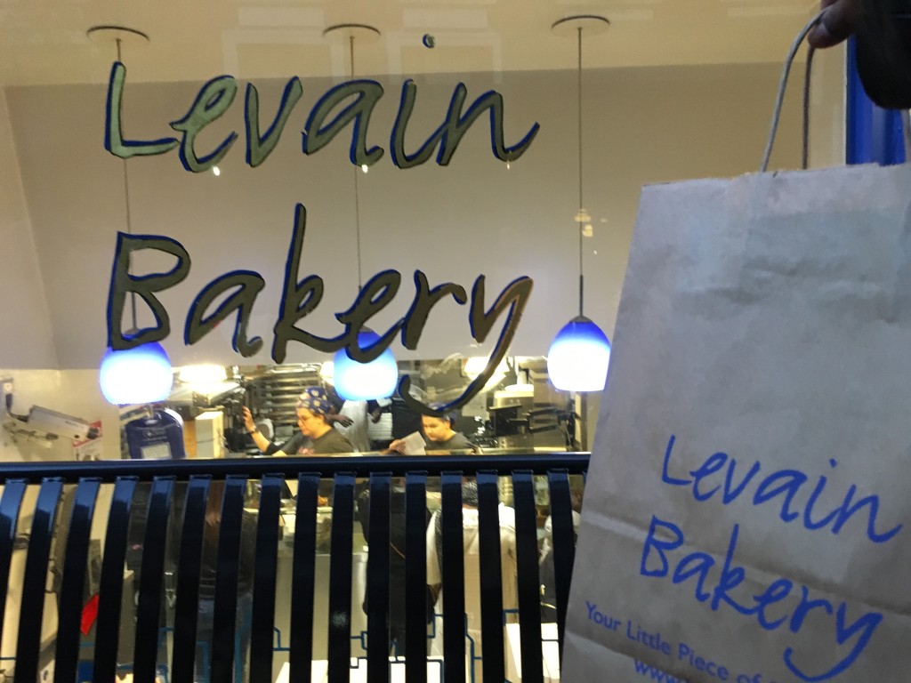 A bag full of the infamous six pound cookies Levain Bakery has to offer.