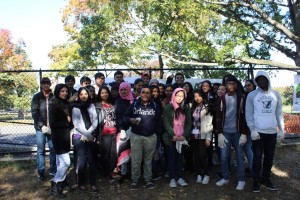 Edison students that participated in the Cunningham Park Cleanup Photo Credit: Stacy Baker