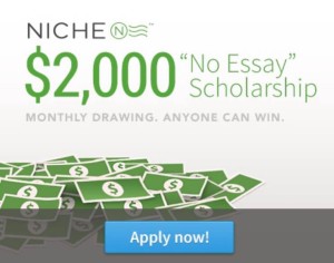 An advertisement showing us a quick and easy scholarship to sign up for at home. Photo Credits: Niche.com