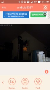 AtHome security camera being used in a dark room.