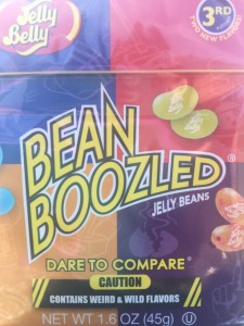 The container of the bean boozled challenge. 