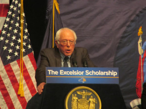 Senator Bernie Sanders showing his support for Governor Cuomo's new initiative