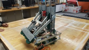 The Vex Robotics team's work on the internal components of their creation.