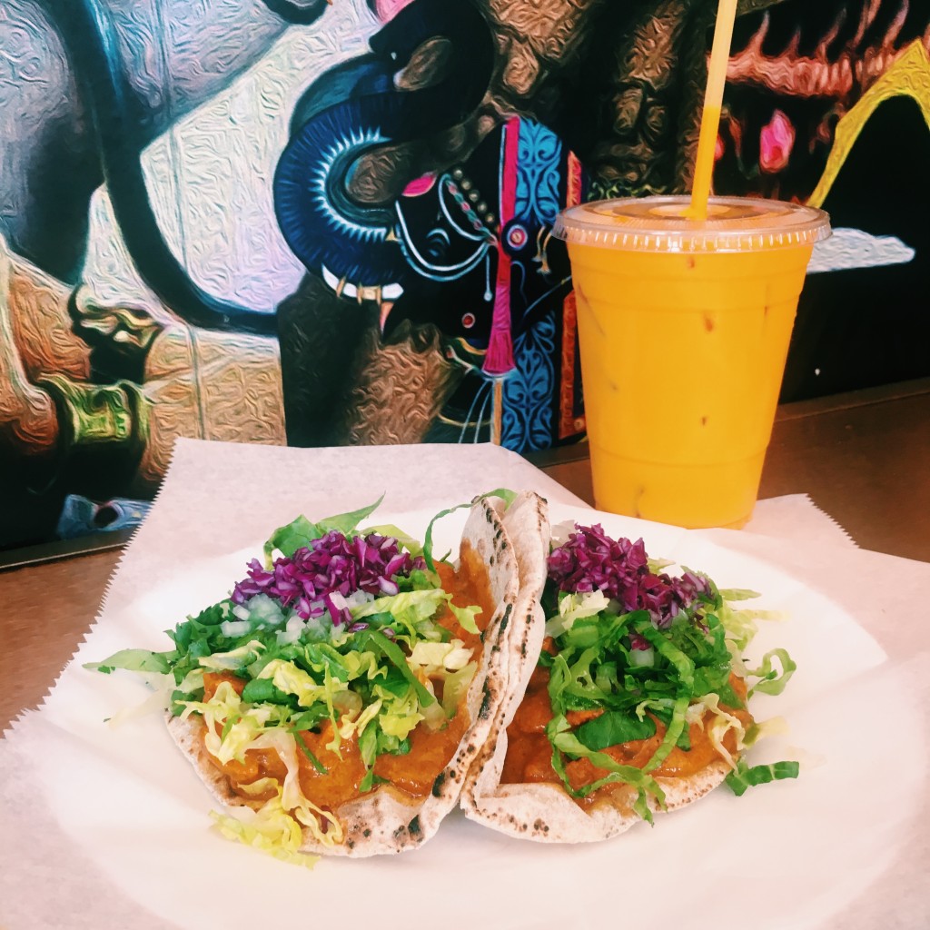 One of the most popular dish at Taco Mahal called the Chicken Tikka Roti Taco accompanied with a signature Indian drink, known as Mango Lassi.
Photo Credit: Kelliana Seeraj ​​