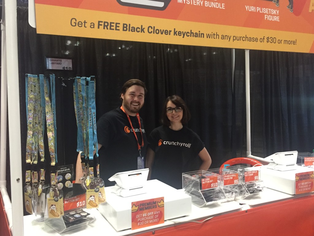 Crunchyroll supported the convention as well as had their own vendor both near the entrance to Anime NYC.