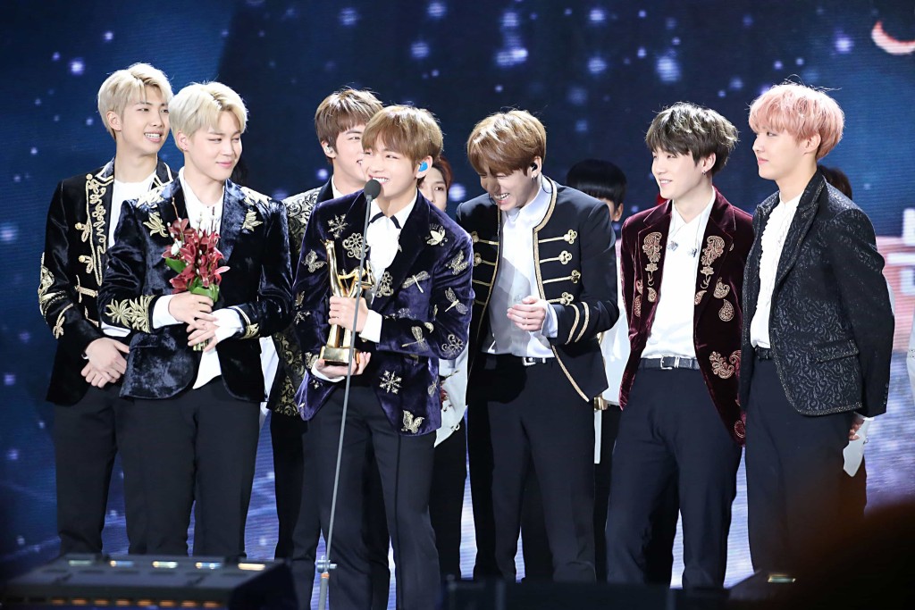 Caption: BTS, a K-Pop group with a multitude of US fans, performed for the first time in the American Music Awards in 2017.

Photo Credit: Ajeong JM, via Wikimedia Commons
