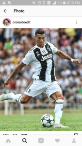 Cristiano Ronaldo playing in the Champions League for his new team, Juventus. Photo credit: cronaldoedit, Instagram 