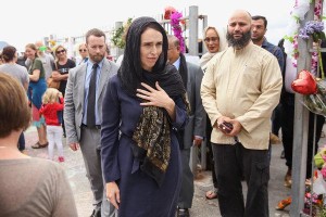 Jacinda Ardern arriving a Christchurch refugee center to meet with the community leaders.  Credit The New York Times