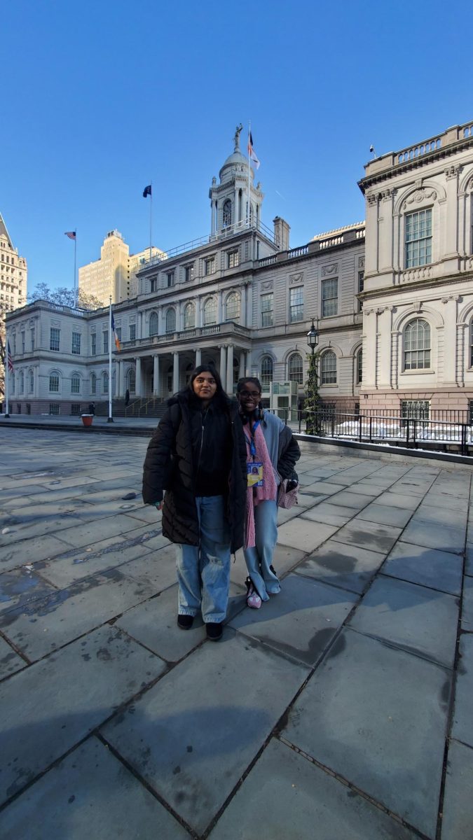 Arma Rahman (Left) and Elizabeth Brooks (Right) attended Adams final press conference at City Hall on December 16th