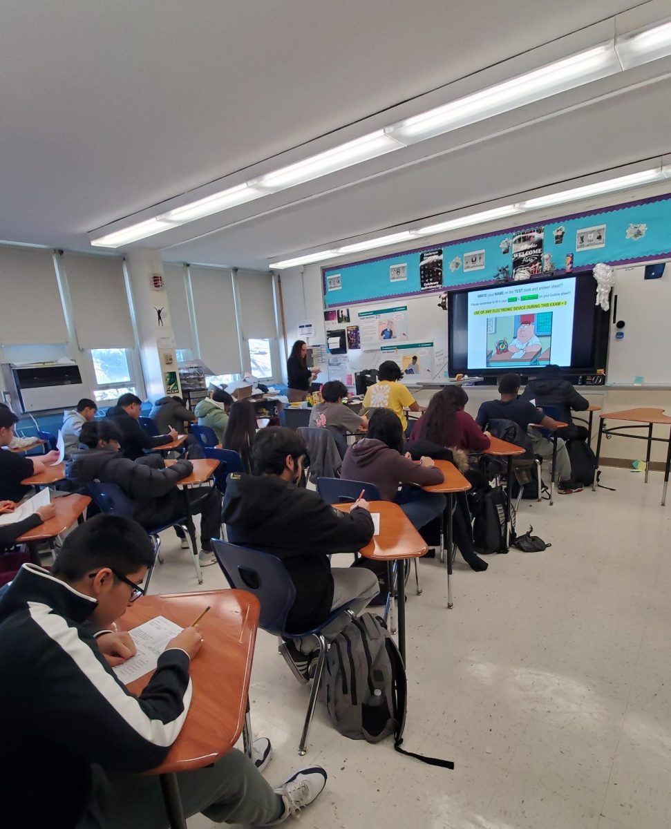 Students sitting for Ms. Gallo's Global Studies final.