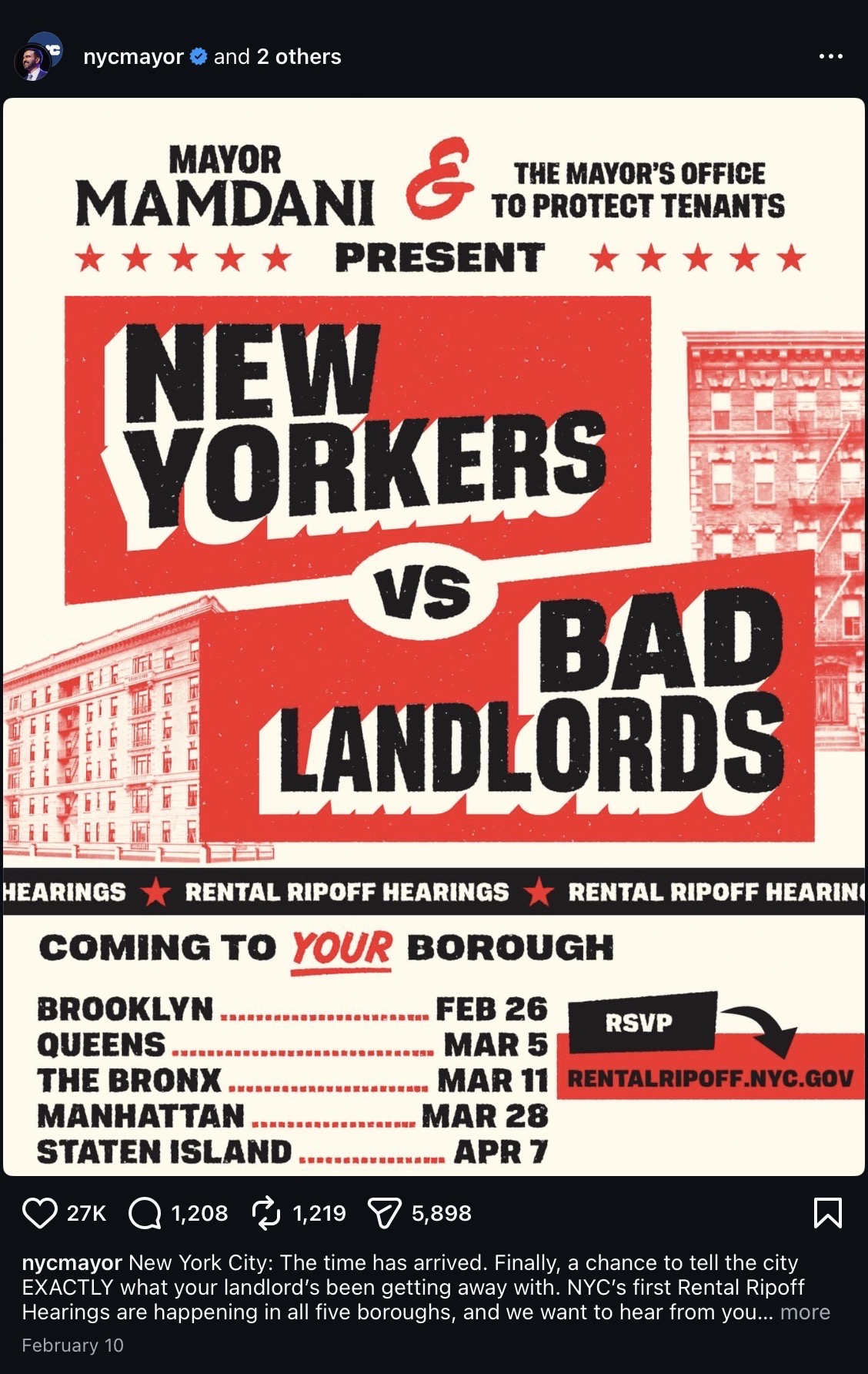 Mayor Mamdani holding sessions to hear tenants and their issues.