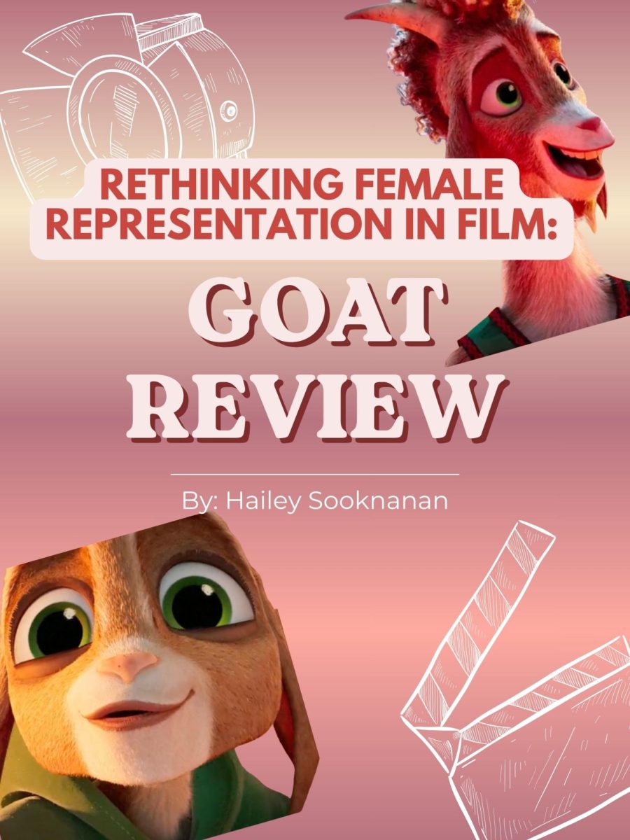 Poster for the article which highlights the aspects of the women in the GOAT movie.
