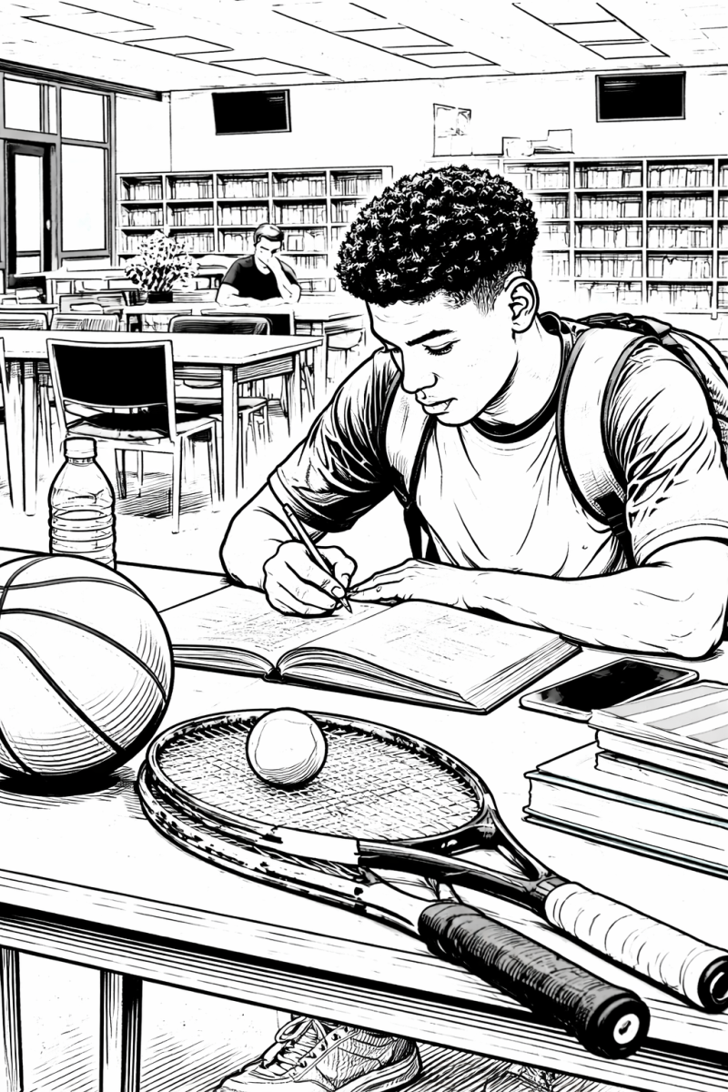 Student-athlete working hard to balance academic and athletic responsibilities. 