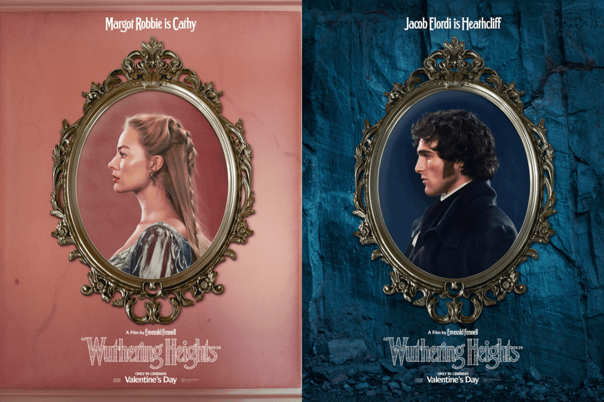 Margot Robbie and Jacob Elordi in character posters for “Wuthering Heights.” 