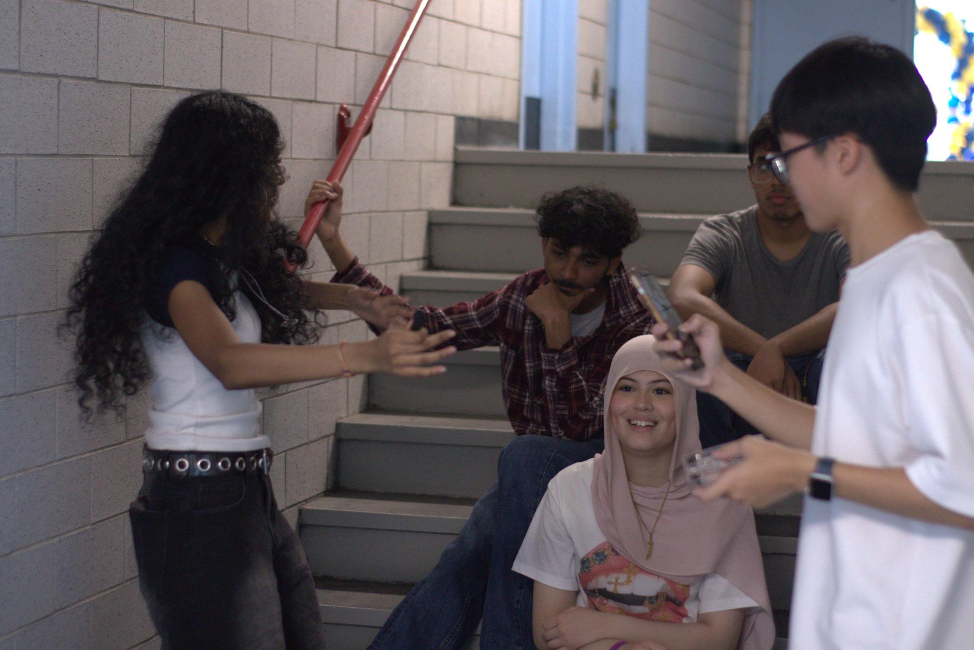 Poets practiced all over school in preparation for their performances.