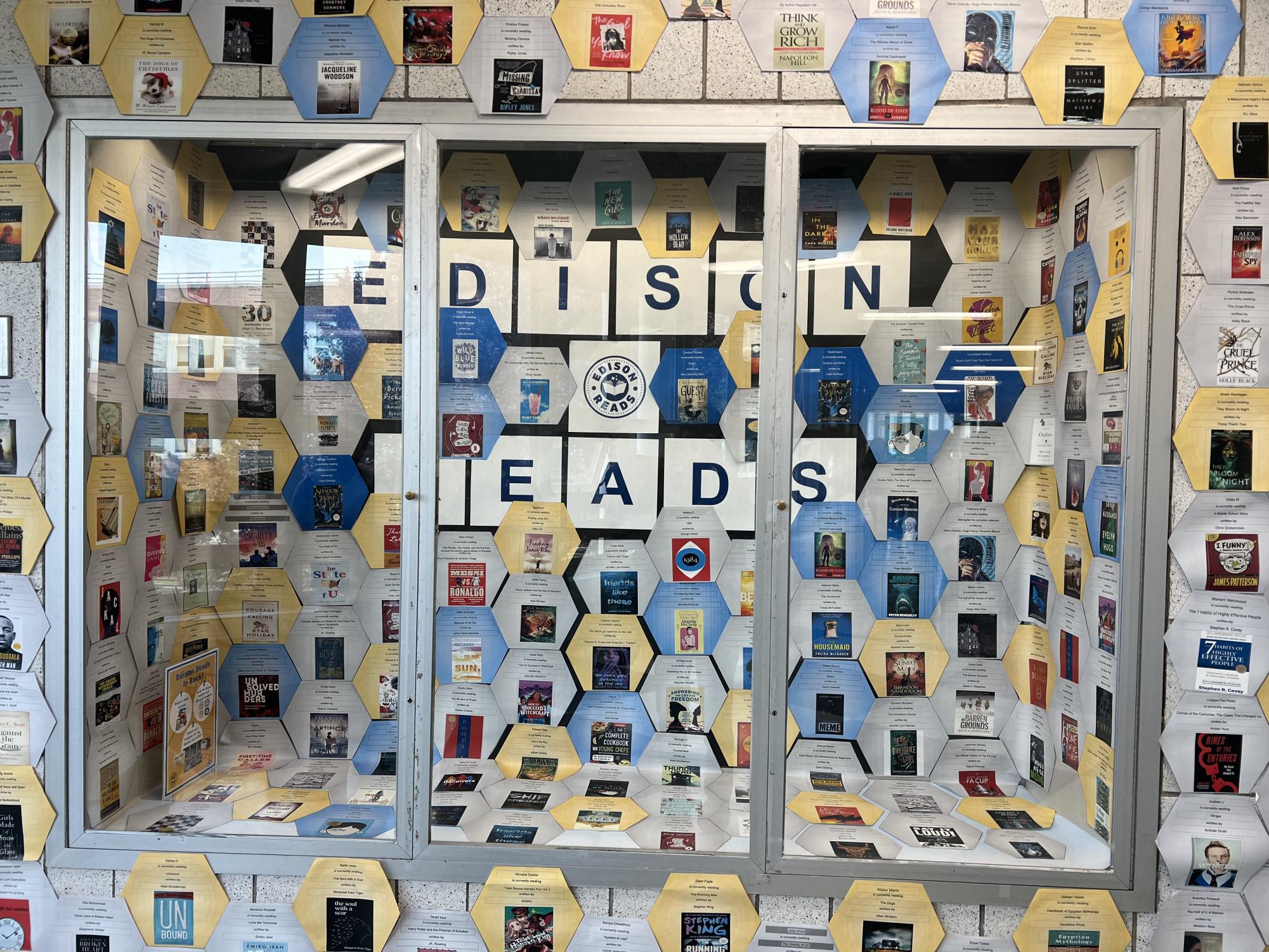 Ms. Psaltos and Mr. Veyvoda created a display of all of the student templates outside of the library. Each grade has its own color.